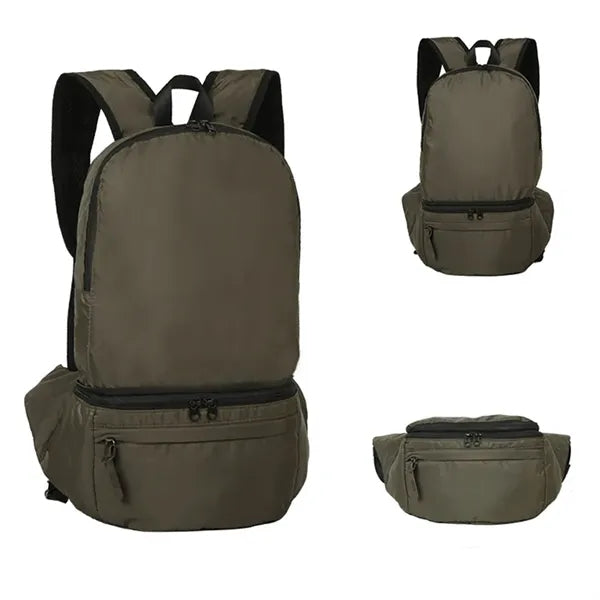 2-in-1 Folding Backpack Waist Bag