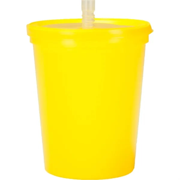 Plastic Stadium Splash Cups with Lid and Straw, 16 oz.
