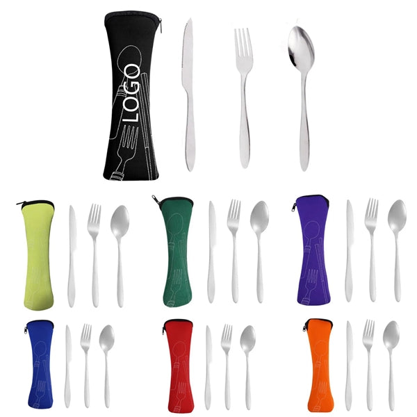 3Pcs Stainless Steel Portable Tableware