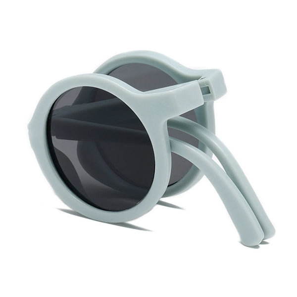 Round Frame Folding Children Sunglasses with Case