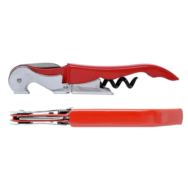 Double Hinge Customizable Corkscrew Red