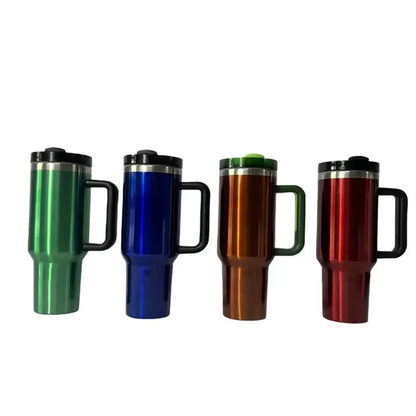 40 oz Stainless Steel Insulated Travel Mug With Handle Straw