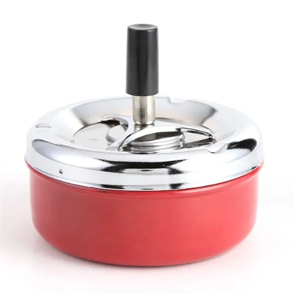 Round Push Down Cigarette Ashtray With Spinning Tray