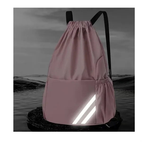 Backpack With Reflective Strap And Drawstring