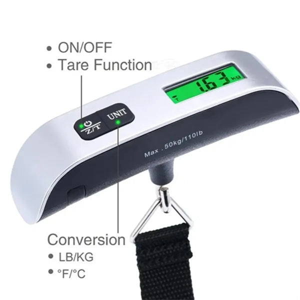 Portable Digital Hanging Baggage Scale w/Temperature Sensor