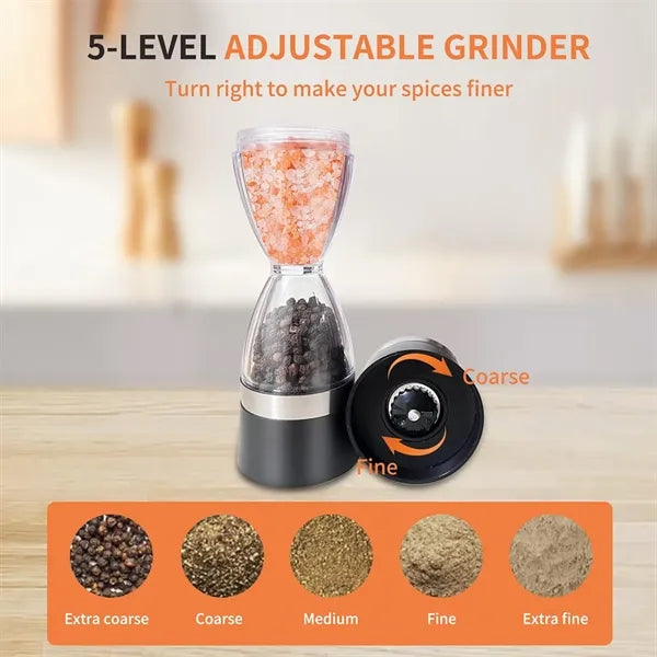 2 in 1 Double-ended Pepper Adjustable Spice Grinder