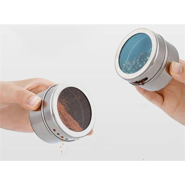 Magnetic stainless steel jar spice storage box