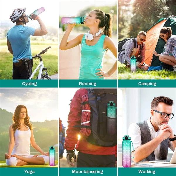 32oz Portable Gradient Plastic Water Bottle