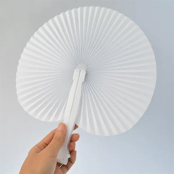 Paper Round Shape Fan With Plastic Handle