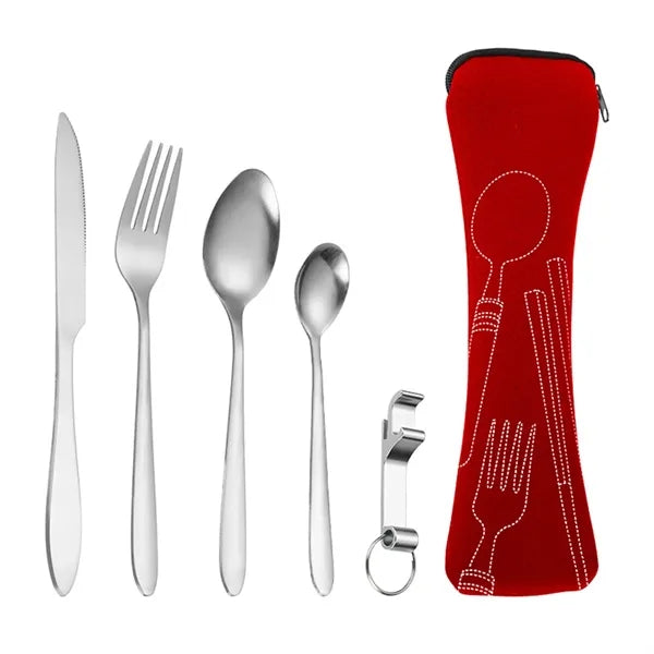 Stainless Steel Cutlery Set with Bone-shape Pouch