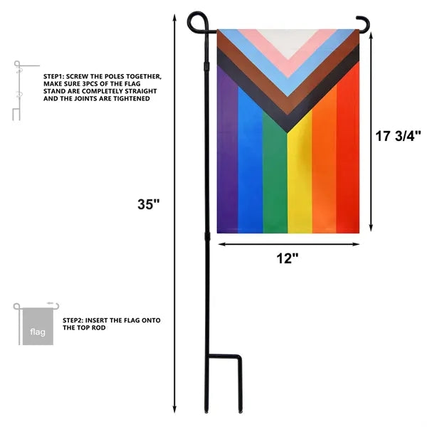 Progress Pride Rainbow Garden Flags With Stand