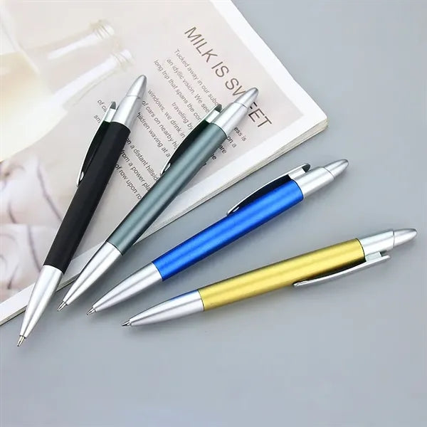 Plastic Retractable Click Action Ballpoint Pen With Clip