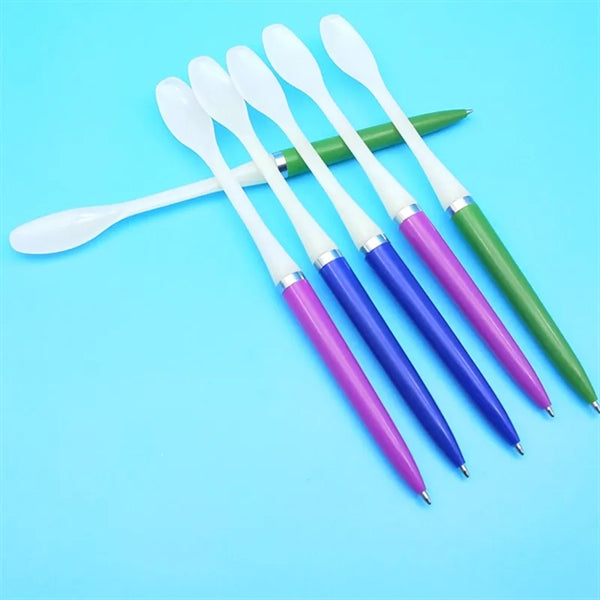 Plastic Retractable Ballpoint Pen With Medicine Spoon