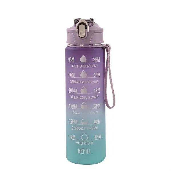32 Oz Water Bottle with Times to Drink and Straw