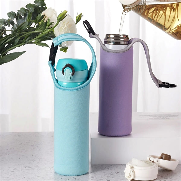 17oz Portable Insulated Bottle Cooler with Adjustable Strap