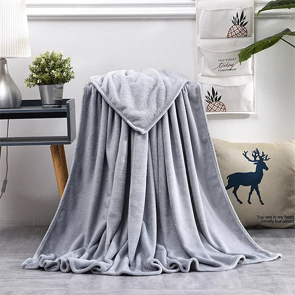 Flannel Fleece Couch Throw Microfiber Plush Solid Blanket