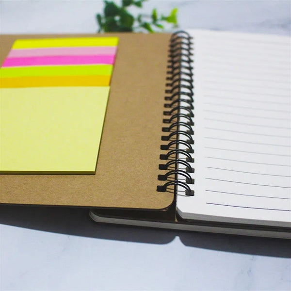 Unique Handheld Coiled Notebook with Pen and Sticky Notes