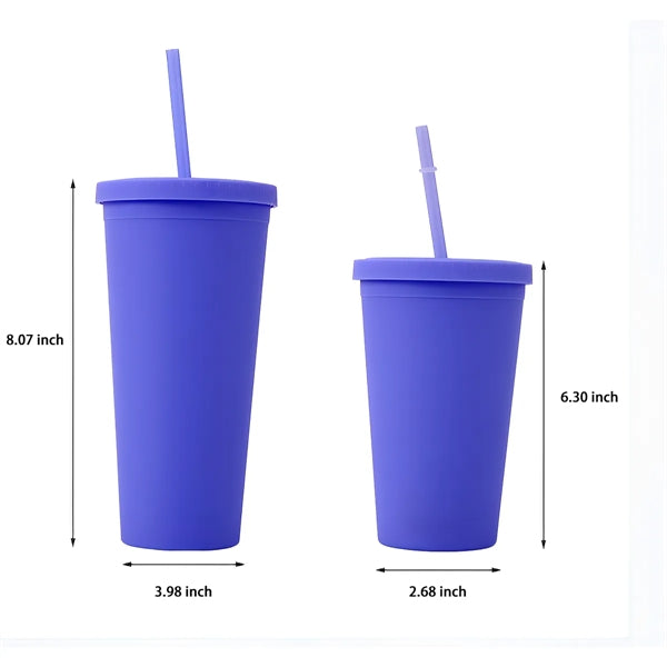16oz Double Plastic Straw Cup