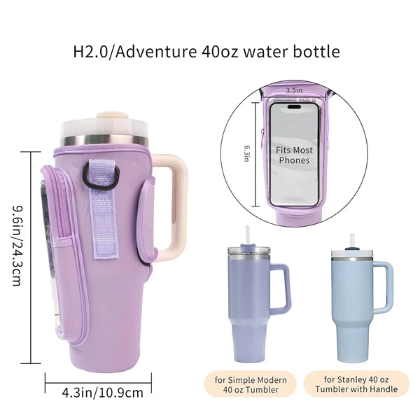 Water Bottle Carrier Bag with Touch Screen Phone Pocket