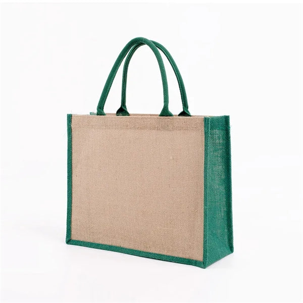 Laminated Jute Bags w/ Colored Sides and Handles