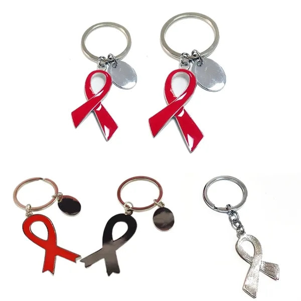 Metal Ribbon Keychain (Red)