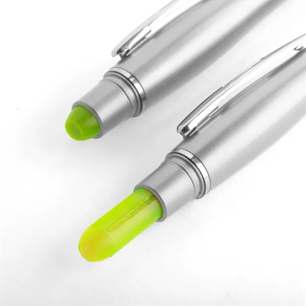 3-in-1 Plastic Ballpoint Pen with Highlighter and Soft Touch