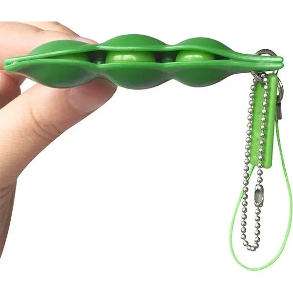 Stress Relieving Pea Pod Fidget Squeeze Toy Keychain