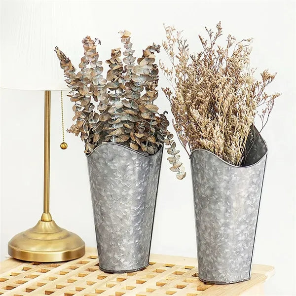 Galvanized Metal Wall Plants Holder Artificial Flower Vase