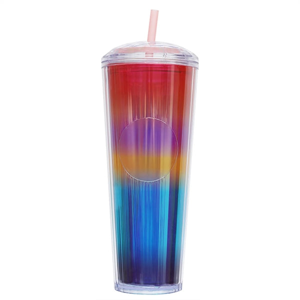 25 Oz Double Wall Plastic Straw Cup