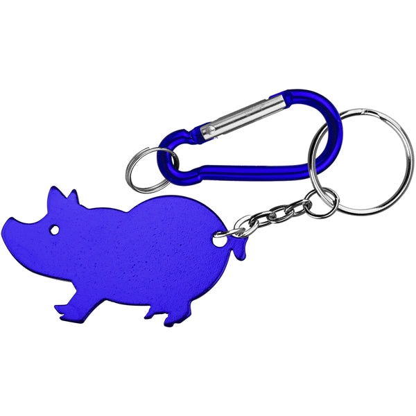 Jumbo Size Pig Shape Aluminum Bottle Opener with Carabiner