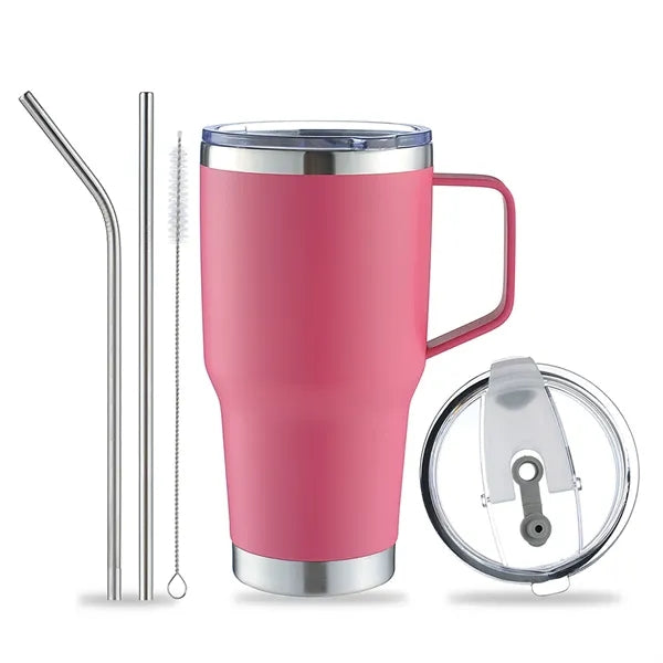 30 OZ Vacuum Stainless Steel Tumbler With Lid And Straws