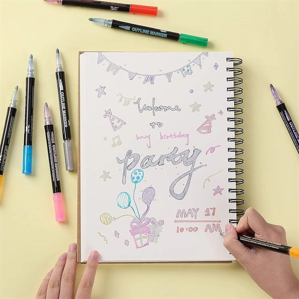 Shimmer Markers Outline Pens 8-Color Set