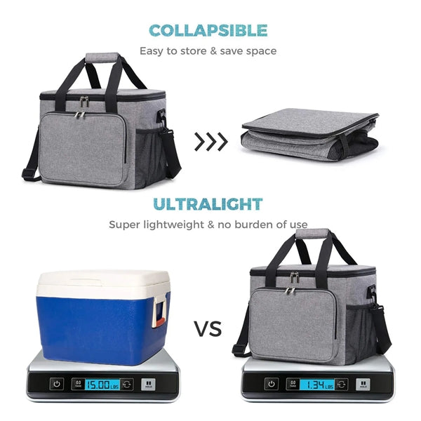 24-Can 15L Oxford Cloth Insulated Lunch Box Cooler Tote Bag