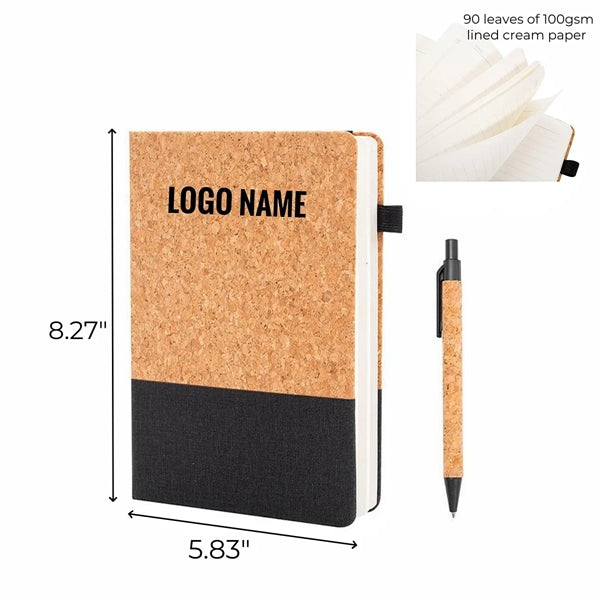 Hard Cover Cork And Linen Fabric Journal