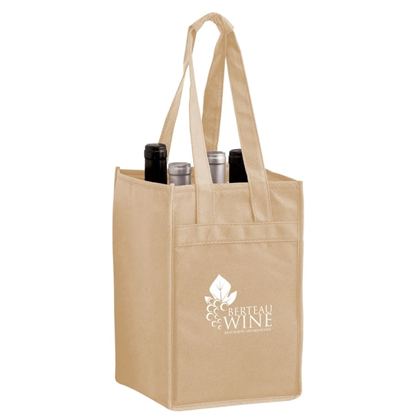Wine Tote - 4 Bottle Bag - Screen Print