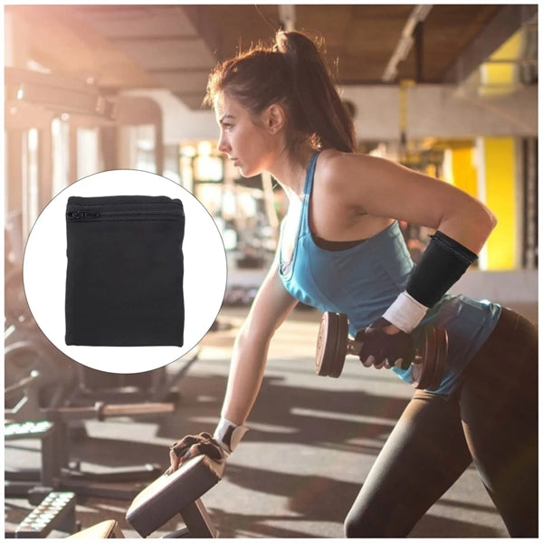 Outdoor Sports Breathable Absorbent Wrist Wallet With Zipper