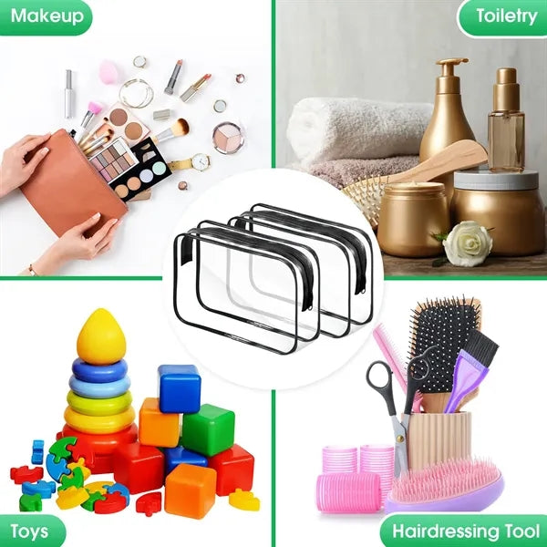 PVC Plastic Waterproof Zippered Clear Makeup Bags