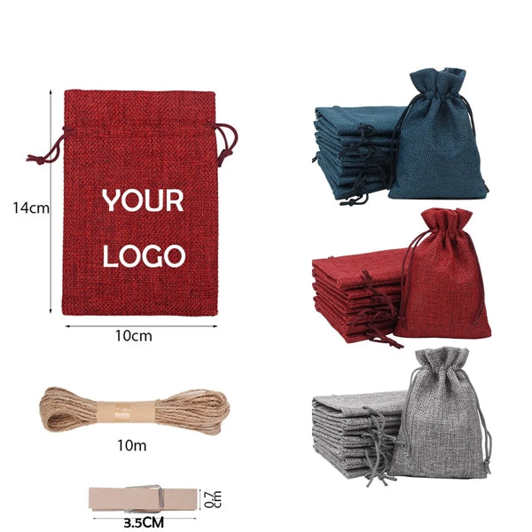 Burlap Gift Pouch Bags with Drawstring