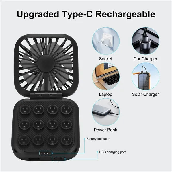 Charging Phone Stand Hanging Neck Holding Mini Desktop Fan