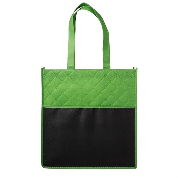 Two Tone Quilted Pocket Tote Bag