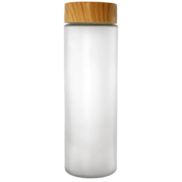 Full Color Bamboo 22 oz. Frosted Glass Bottle