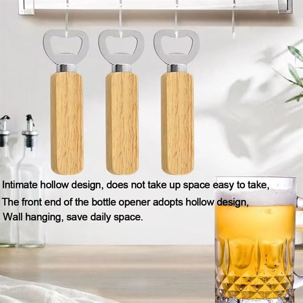 Rubber Wood Handle Bottle Opener