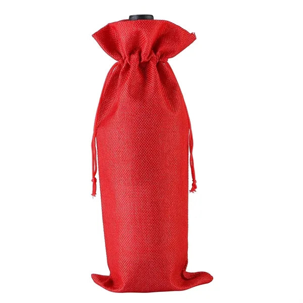 Linen Wine Bottle Jute Drawstring Bag