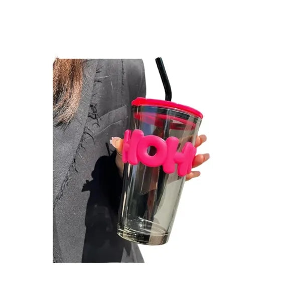 15 oz (450 ML) Glass Cups with Lids and Straws