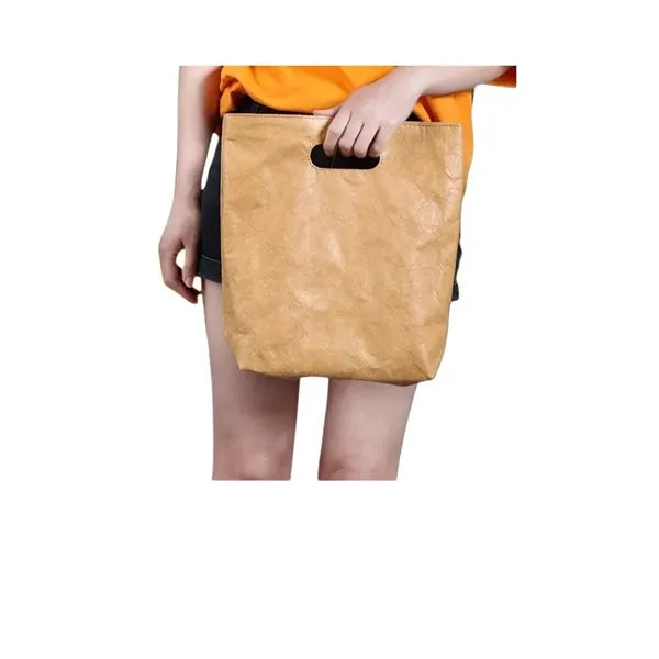 Washable Portable Brown Dupont Tyvek Kraft Paper Tote Bag