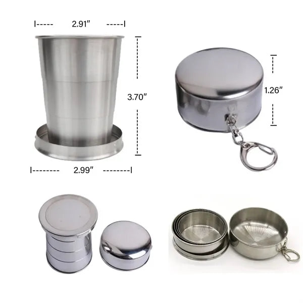 8 Oz BPA Free Portable Outdoor Stainless Steel Folding Cup