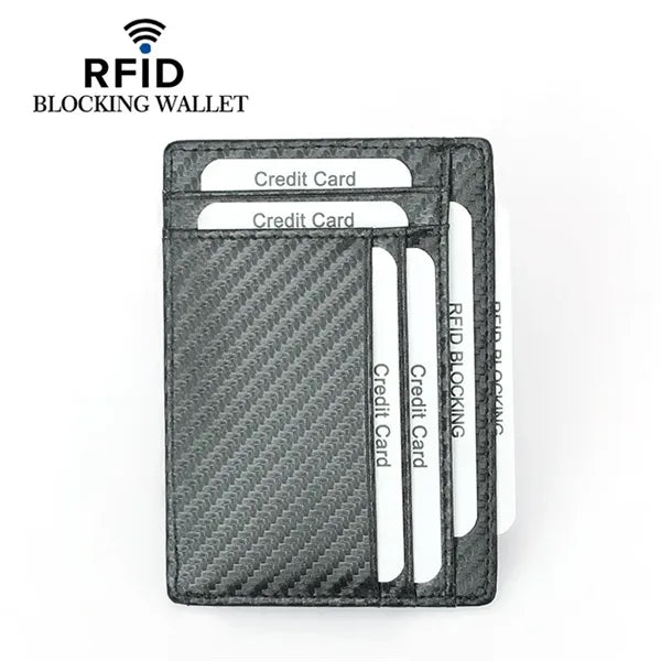 RFID Blocking Leather Wallet Zipper Credit Card Holder
