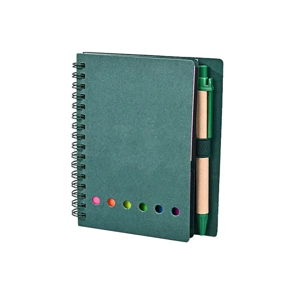 Kraft Spiral Notebook With Pen & Sticky Note Set