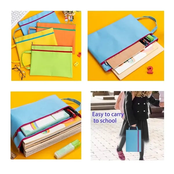 Portable A4 Handle Zipper File Bags