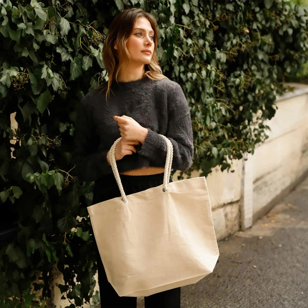 Rope Handle Beach Tote Bag